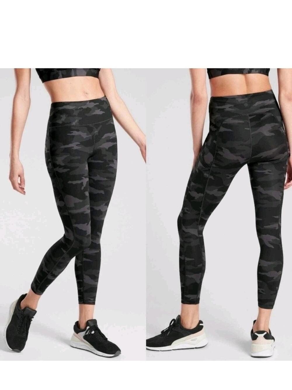Athleta Ultimate Green Black Camo High-Waist 7/8 Leggings Large